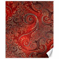 Scarlet Red Grey Brown Swirls Spirals Canvas 8  X 10  by SpinnyChairDesigns