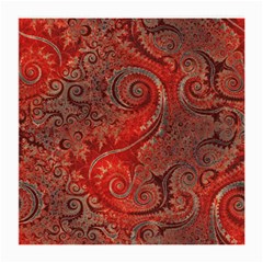 Scarlet Red Grey Brown Swirls Spirals Medium Glasses Cloth by SpinnyChairDesigns