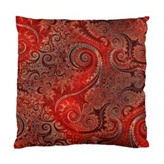 Scarlet Red Grey Brown Swirls Spirals Standard Cushion Case (two Sides) by SpinnyChairDesigns