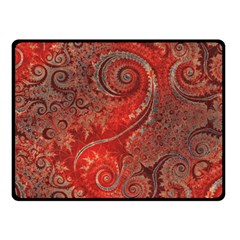 Scarlet Red Grey Brown Swirls Spirals Fleece Blanket (small)