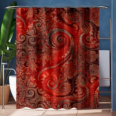 Scarlet Red Grey Brown Swirls Spirals Shower Curtain 60  X 72  (medium)  by SpinnyChairDesigns