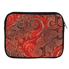 Scarlet Red Grey Brown Swirls Spirals Apple Ipad 2/3/4 Zipper Cases by SpinnyChairDesigns