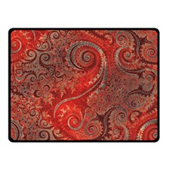 Scarlet Red Grey Brown Swirls Spirals Double Sided Fleece Blanket (small)  by SpinnyChairDesigns