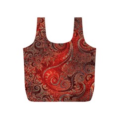 Scarlet Red Grey Brown Swirls Spirals Full Print Recycle Bag (s) by SpinnyChairDesigns