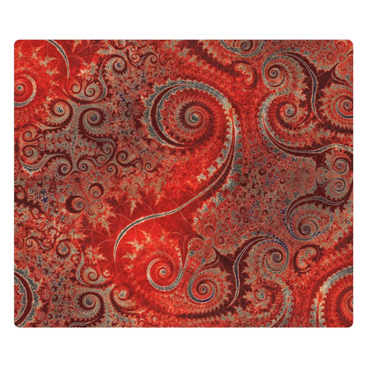 Scarlet Red Grey Brown Swirls Spirals Double Sided Flano Blanket (Small) 