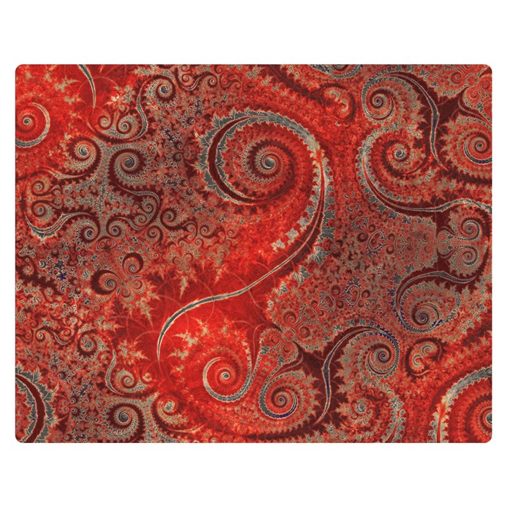 Scarlet Red Grey Brown Swirls Spirals Double Sided Flano Blanket (Medium) 