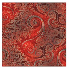 Scarlet Red Grey Brown Swirls Spirals Large Satin Scarf (square) by SpinnyChairDesigns