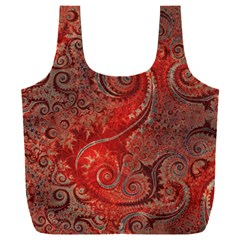 Scarlet Red Grey Brown Swirls Spirals Full Print Recycle Bag (xxxl) by SpinnyChairDesigns