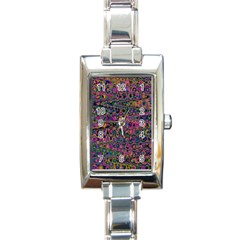 Colorful Bohemian Mosaic Pattern Rectangle Italian Charm Watch by SpinnyChairDesigns