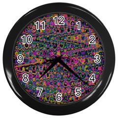 Colorful Bohemian Mosaic Pattern Wall Clock (black) by SpinnyChairDesigns