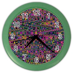 Colorful Bohemian Mosaic Pattern Color Wall Clock by SpinnyChairDesigns