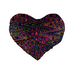 Colorful Bohemian Mosaic Pattern Standard 16  Premium Heart Shape Cushions by SpinnyChairDesigns