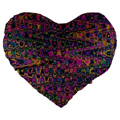 Colorful Bohemian Mosaic Pattern Large 19  Premium Heart Shape Cushions by SpinnyChairDesigns