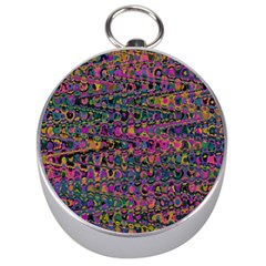 Colorful Bohemian Mosaic Pattern Silver Compasses by SpinnyChairDesigns