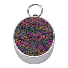 Colorful Bohemian Mosaic Pattern Mini Silver Compasses by SpinnyChairDesigns