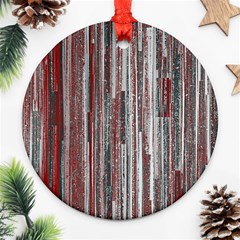 Abstract Grunge Stripes Red White Green Ornament (round) by SpinnyChairDesigns