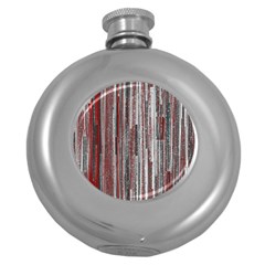 Abstract Grunge Stripes Red White Green Round Hip Flask (5 Oz) by SpinnyChairDesigns