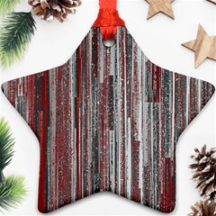 Abstract Grunge Stripes Red White Green Star Ornament (two Sides) by SpinnyChairDesigns