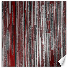 Abstract Grunge Stripes Red White Green Canvas 12  X 12  by SpinnyChairDesigns