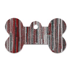 Abstract Grunge Stripes Red White Green Dog Tag Bone (two Sides) by SpinnyChairDesigns