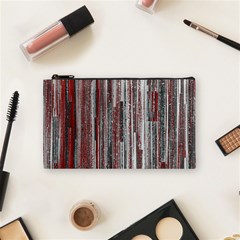 Abstract Grunge Stripes Red White Green Cosmetic Bag (small) by SpinnyChairDesigns