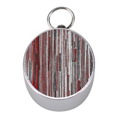 Abstract Grunge Stripes Red White Green Mini Silver Compasses by SpinnyChairDesigns