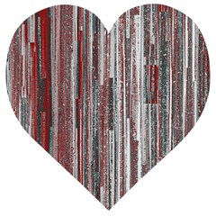 Abstract Grunge Stripes Red White Green Wooden Puzzle Heart by SpinnyChairDesigns