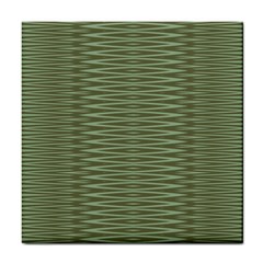 Chive And Olive Stripes Pattern Tile Coaster by SpinnyChairDesigns