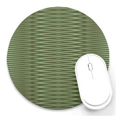 Chive And Olive Stripes Pattern Round Mousepads by SpinnyChairDesigns