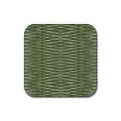 Chive And Olive Stripes Pattern Rubber Coaster (square)  by SpinnyChairDesigns