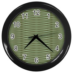 Chive And Olive Stripes Pattern Wall Clock (black) by SpinnyChairDesigns