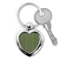 Chive And Olive Stripes Pattern Key Chain (heart) by SpinnyChairDesigns