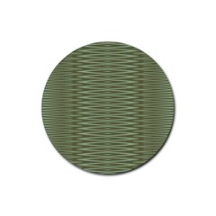 Chive And Olive Stripes Pattern Rubber Round Coaster (4 Pack)  by SpinnyChairDesigns