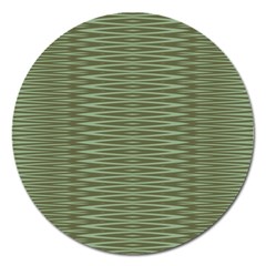 Chive And Olive Stripes Pattern Magnet 5  (round) by SpinnyChairDesigns