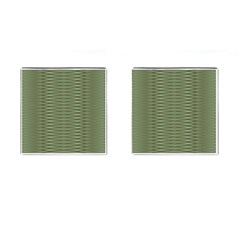 Chive And Olive Stripes Pattern Cufflinks (square) by SpinnyChairDesigns