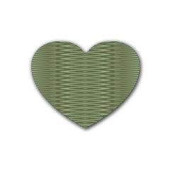 Chive And Olive Stripes Pattern Rubber Coaster (heart)  by SpinnyChairDesigns