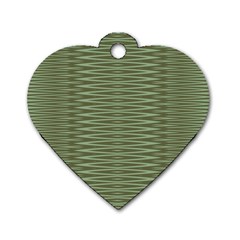 Chive And Olive Stripes Pattern Dog Tag Heart (one Side) by SpinnyChairDesigns