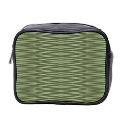 Chive And Olive Stripes Pattern Mini Toiletries Bag (two Sides) by SpinnyChairDesigns