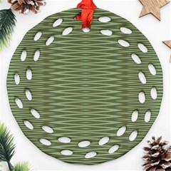 Chive And Olive Stripes Pattern Ornament (round Filigree) by SpinnyChairDesigns