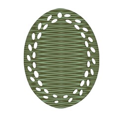 Chive And Olive Stripes Pattern Oval Filigree Ornament (two Sides) by SpinnyChairDesigns