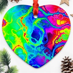 Abstract Art Tie Dye Rainbow Ornament (heart) by SpinnyChairDesigns