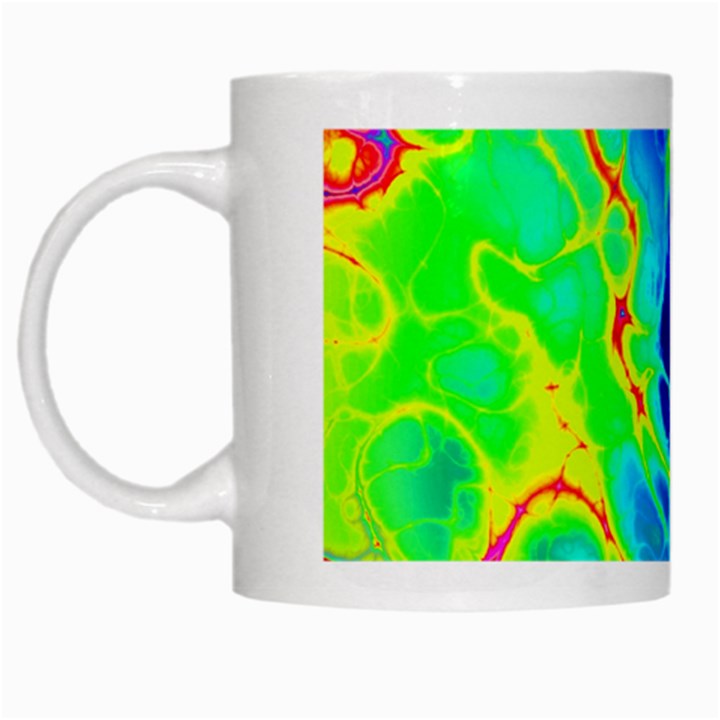 Abstract Art Tie Dye Rainbow White Mugs