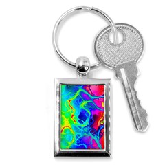 Abstract Art Tie Dye Rainbow Key Chain (rectangle) by SpinnyChairDesigns