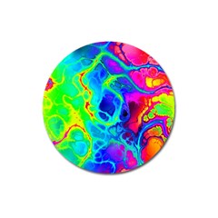 Abstract Art Tie Dye Rainbow Magnet 3  (round) by SpinnyChairDesigns