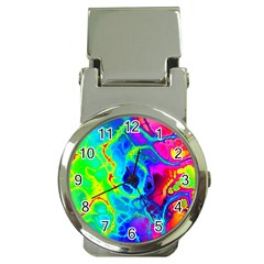 Abstract Art Tie Dye Rainbow Money Clip Watches by SpinnyChairDesigns