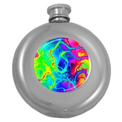 Abstract Art Tie Dye Rainbow Round Hip Flask (5 Oz) by SpinnyChairDesigns