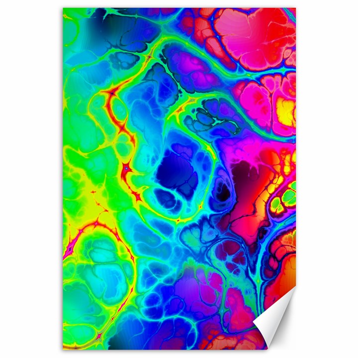 Abstract Art Tie Dye Rainbow Canvas 12  x 18 