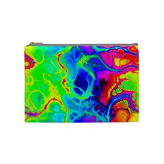 Abstract Art Tie Dye Rainbow Cosmetic Bag (medium) by SpinnyChairDesigns