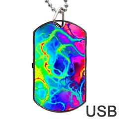 Abstract Art Tie Dye Rainbow Dog Tag Usb Flash (one Side) by SpinnyChairDesigns