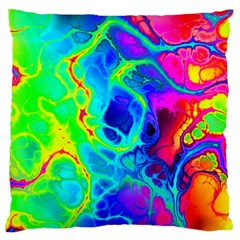 Abstract Art Tie Dye Rainbow Large Cushion Case (two Sides) by SpinnyChairDesigns